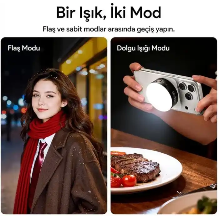 Ulanzi MFL01 2’si 1 Arada Bluetooth Manyetik Telefon Flaş ve Vlog Işığı (3C Sertifikalı Batarya) - L151A