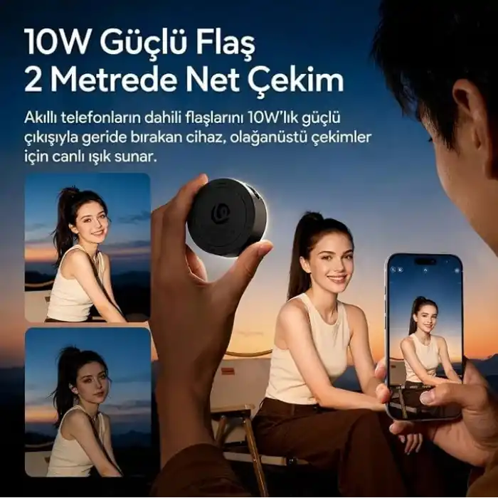 Ulanzi MFL01 2’si 1 Arada Bluetooth Manyetik Telefon Flaş ve Vlog Işığı (3C Sertifikalı Batarya) - L151A