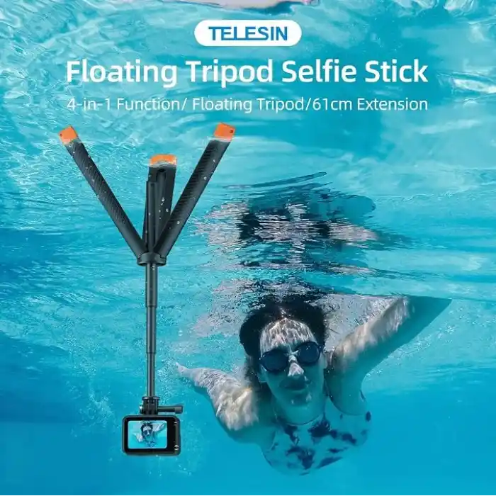 TELESIN Floating Tripod Selfie Stick (GoPro Hero13/12/11/10/9, Osmo Action 3/4/5 Pro Uyumlu Su Altı Selfi Çubuğu)