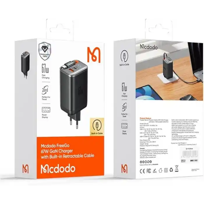 Mcdodo CH-4100 67W GaN Type-c Kablolu Hızlı Şarj Adaptörü Şarj Cihazı