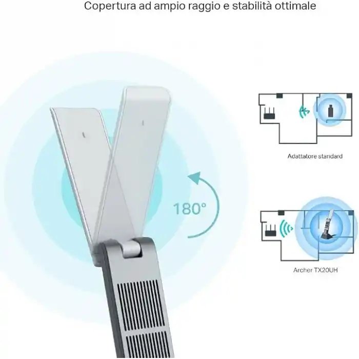 TP-Link Archer TX20UH, AX1800 Yüksek Kazançlı Kablosuz USB Adaptör, 1,2 metre USB 3.0 kablosu, Beamforming Teknolojisi, MU-MIMO, Düşük Gecikmeli Oyun Deneyimi, WPA3, Kolay Kurulum