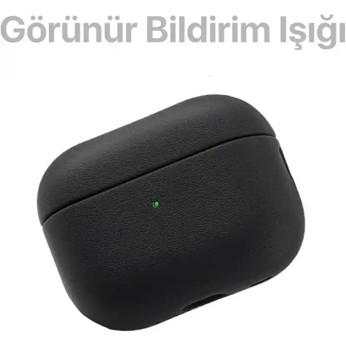 Minesk Airpods Pro 3 ile Uyumlu Leather Skin Parmak izi Tutmayan ve Çizilmeyen Dış Yüzeye Sahip Mükemmel Koruma Sağlayan Orta Sertlikte Silikon Kılıf (Siyah, Airpods Pro 3. Nesil 2025)