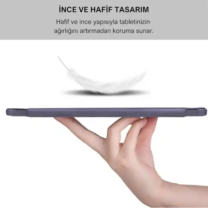Klasse Apple iPad 10.9 inç 2022 10. Nesil Uyumlu Smart Kılıf, Apple Pencil Kalemlikli, Trifold, Esnek, Mat, Darbeye Tam Dayanıklı Tablet Kılıfı (Lila)