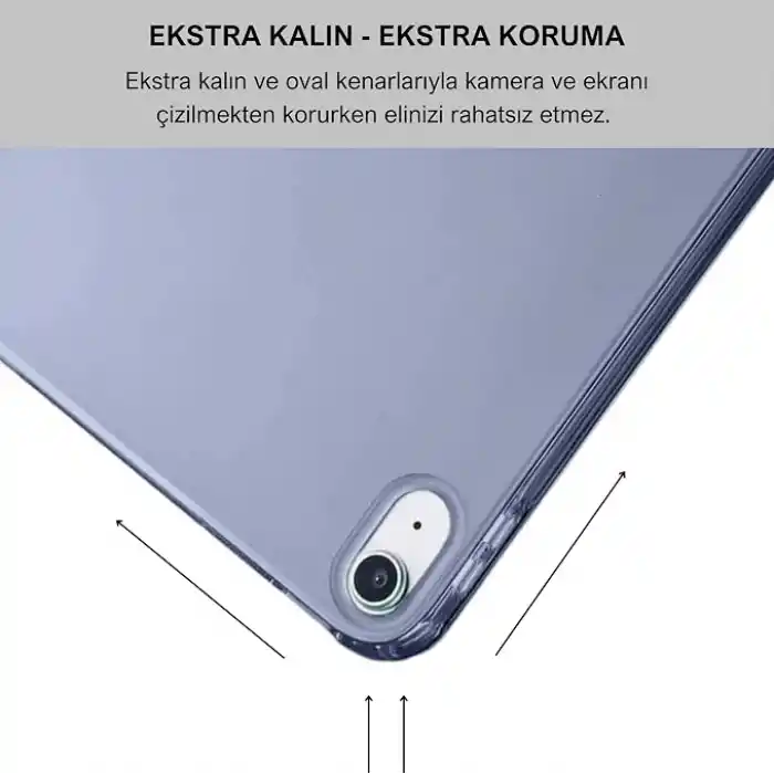Klasse Apple iPad 10.9 inç 2022 10. Nesil Uyumlu Smart Kılıf, Apple Pencil Kalemlikli, Trifold, Esnek, Mat, Darbeye Tam Dayanıklı Tablet Kılıfı (Lila)