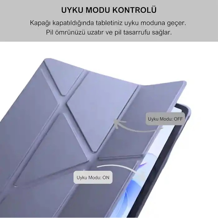 Klasse Apple iPad 10.9 inç 2022 10. Nesil Uyumlu Smart Kılıf, Apple Pencil Kalemlikli, Trifold, Esnek, Mat, Darbeye Tam Dayanıklı Tablet Kılıfı (Lila)