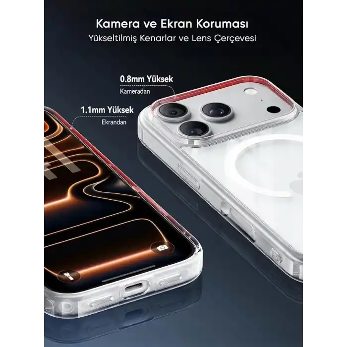 Minesk iPhone 17 Pro Max için ULTRA SUPER ŞEFFAF MagSafe ile Uyumlu Gerçek 9H Temperli Cam Arka Yüzey - Darbe Emici TPU Yan Kenarlar, Kristal Berraklığında Şeffaf Kılıf (17 Pro Max)