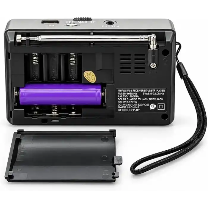 FP-1781BT Mini Cep Radyosu Bluetooth Hoparlör FM Radyo LED Işıklı Şarjlı USB Micro SD MP3 Desteği AUX Kulaklık Çıkışı