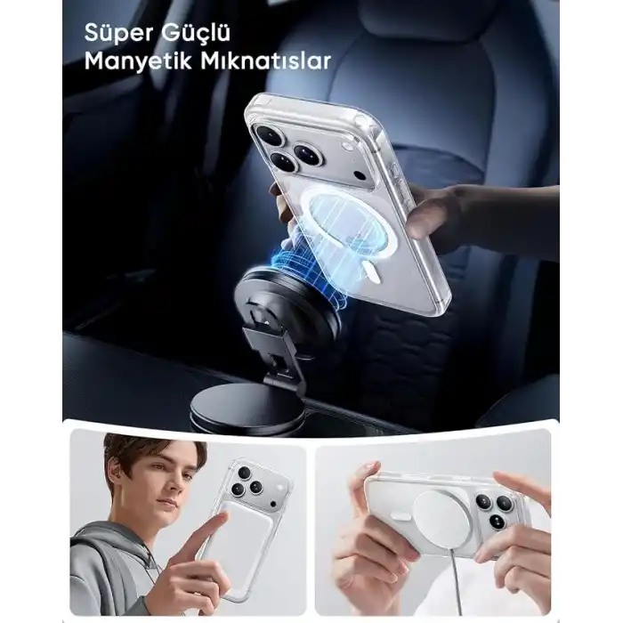 Minesk iPhone 17 Pro Max için ULTRA SUPER ŞEFFAF MagSafe ile Uyumlu Gerçek 9H Temperli Cam Arka Yüzey - Darbe Emici TPU Yan Kenarlar, Kristal Berraklığında Şeffaf Kılıf (17 Pro Max)