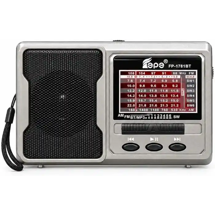 FP-1781BT Mini Cep Radyosu Bluetooth Hoparlör FM Radyo LED Işıklı Şarjlı USB Micro SD MP3 Desteği AUX Kulaklık Çıkışı