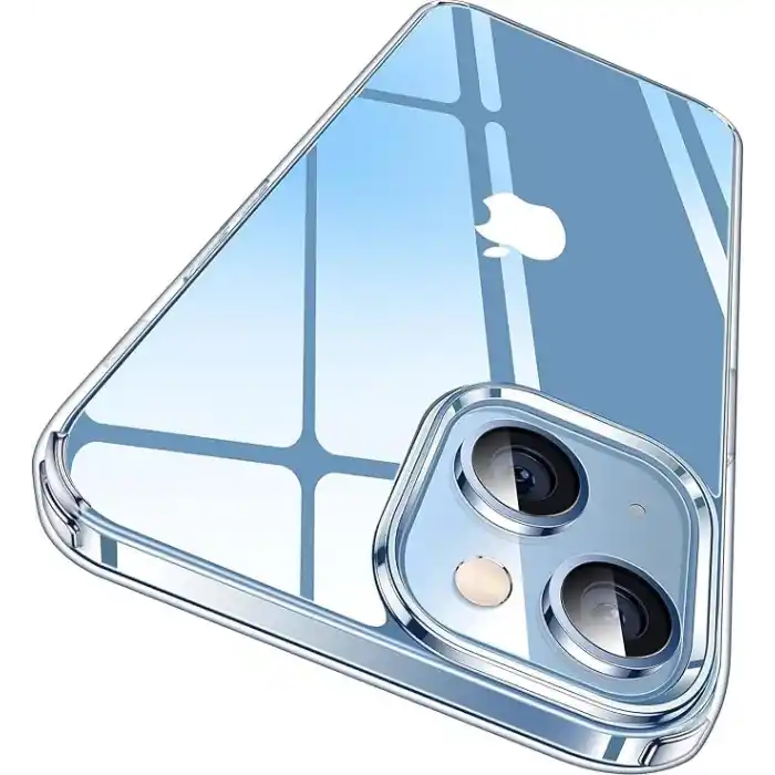 [SARARMAZ] iPhone 13 ve 14 ile uyumlu Crystal Clear Mika Darbe Emici Şeffaf Kılıf (Şeffaf Mika Sararmaz,13-14)