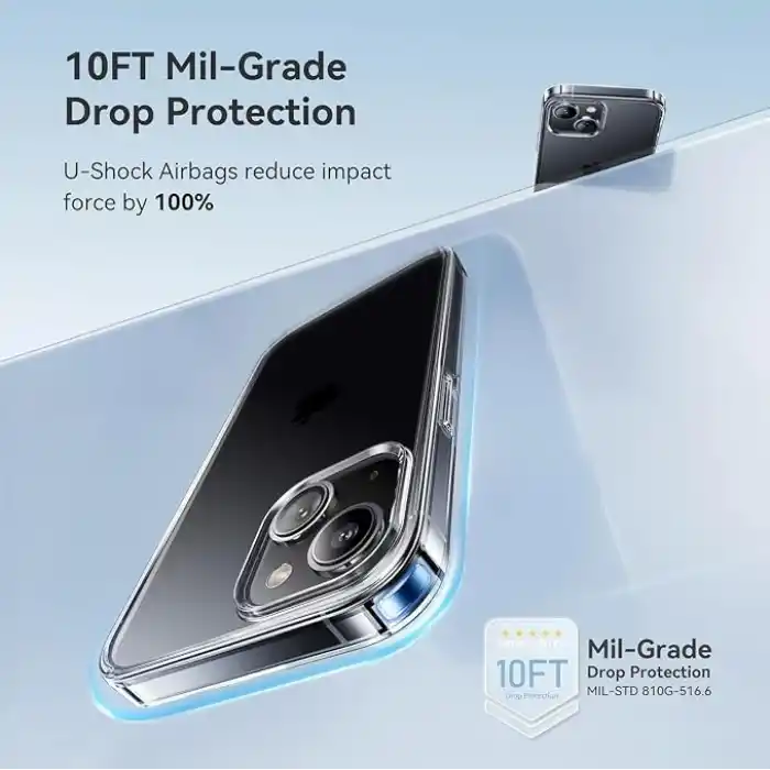 [SARARMAZ] iPhone 13 ve 14 ile uyumlu Crystal Clear Mika Darbe Emici Şeffaf Kılıf (Şeffaf Mika Sararmaz,13-14)