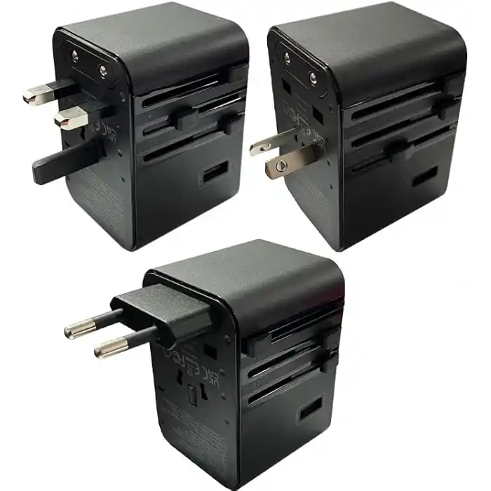 45W Şarj Cihazı ve 2x USB ve 3x TYPE-C Girişli Universal Seyahat Adaptörü, Priz Dönüştürücü 200den Fazla Ülke ile Uyumlu, ABD, İngiltere, AUS, AB