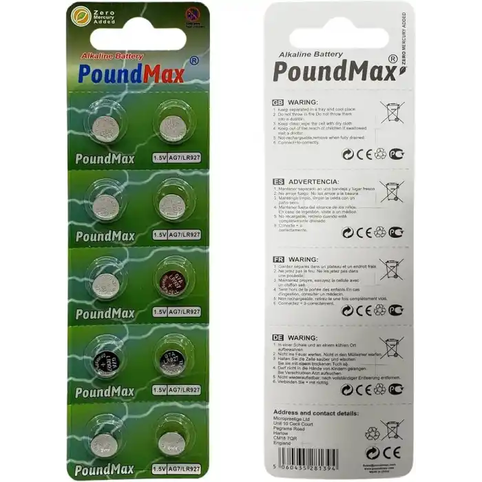 10x AG7, LR57, LR927, 395 1,5V Alkalin Pil Düğme Hücreleri, SR927, SR927W Saat oyuncakları, küçük elektronik cihazlar, saatler, araba anahtarları, uzaktan kumandalar, teraziler için