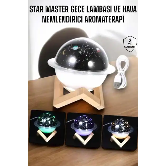 Gece Lambası ve Hava Nemlendirici USB Projeksiyon 2li Set