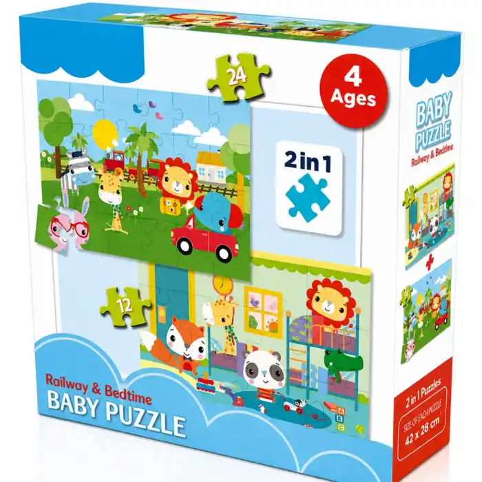 Eğlenceli 2si 1 Arada Puzzle - Baby Railway