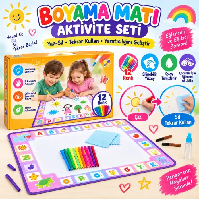 Eğlenceli Boyama Matı Aktivite Seti 1 Adet