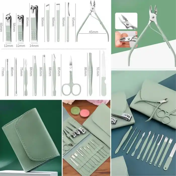 Ergonomik Seyahat İçin 16 Parça Manikür ve Pedikür Seti