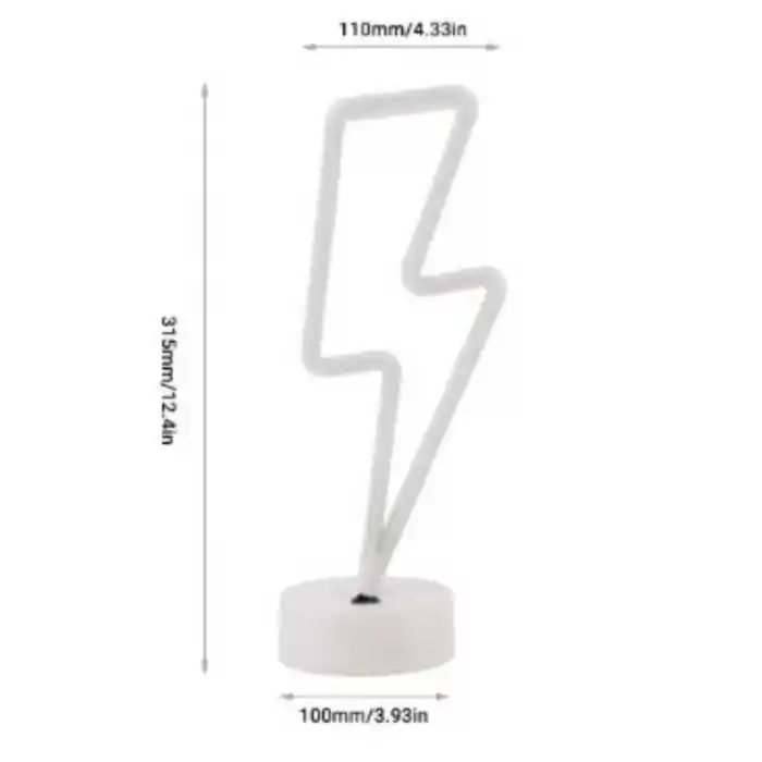 Şık Tasarım Neon Led Işıklı Dekoratif Şimşek Masa Lambası