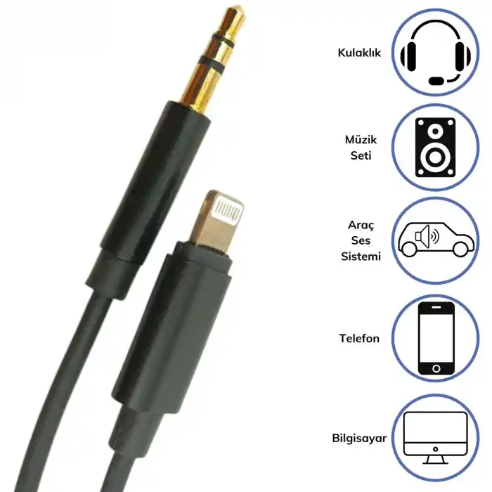 Ergonomik i Phone Lightning 35 mm Jack Ses Dönüştürücü Kablosu