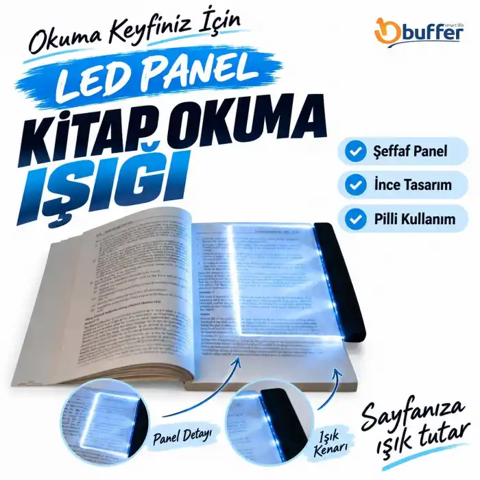 Ergonomik LED Panel Kitap Okuma Lambası ile Göz Yormayan