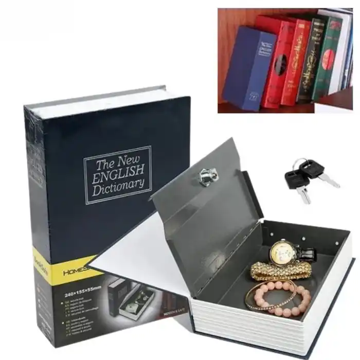 Şık Tasarım Kitap Görünümlü Anahtarlı Metal Gizli Kasa