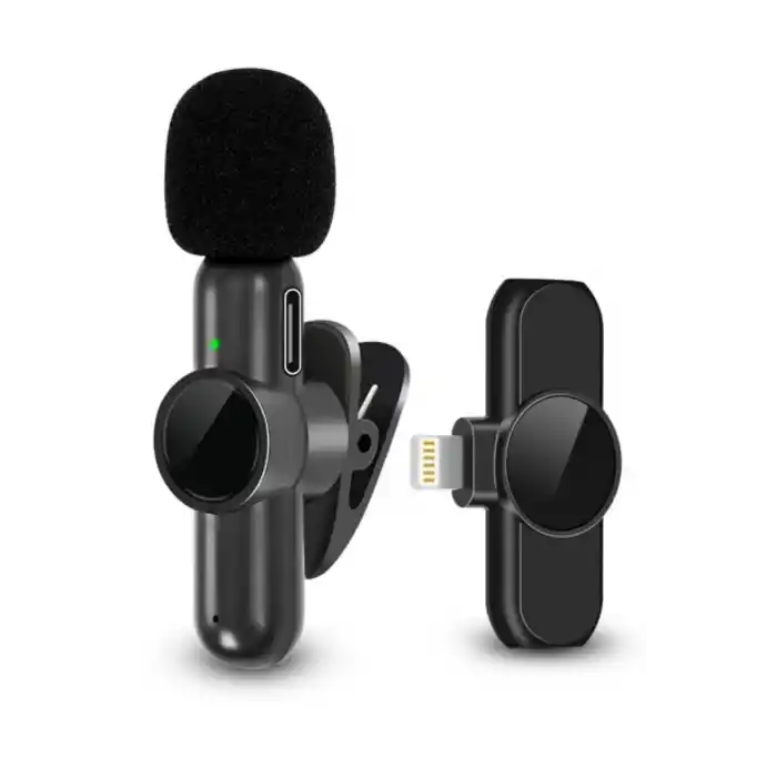 Ergonomik Kablosuz Yaka Mikrofonu Android ve i Phone Uyumlu Mini Ses Kaydedici