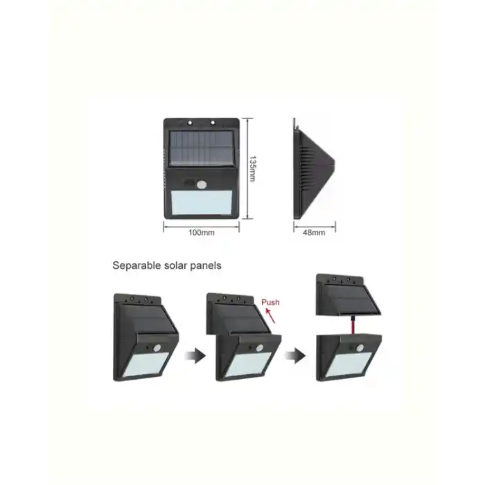 Hareket Sensörlü Solar Duvar Lambası 20 LED