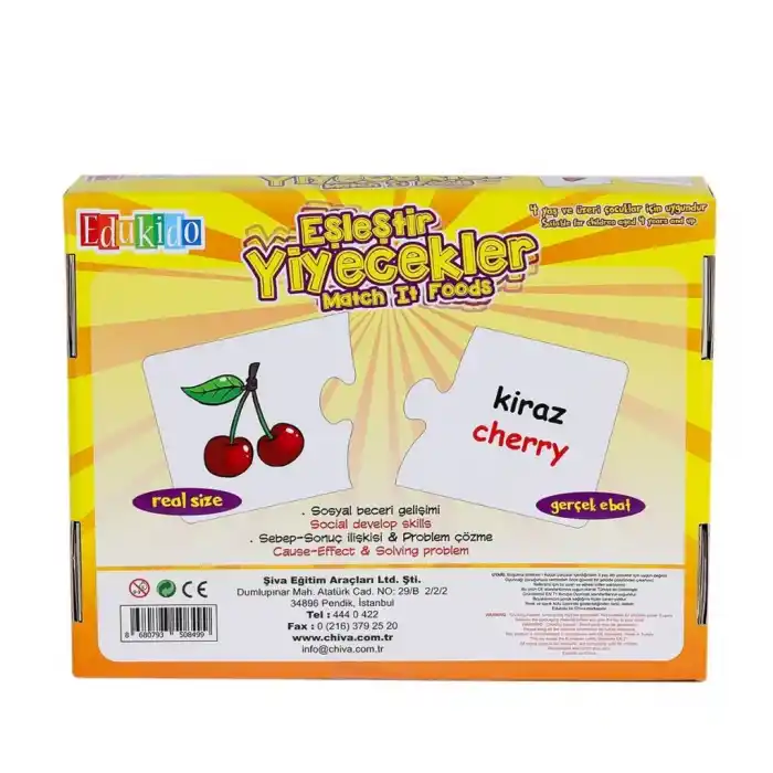 Eşleştirme Oyun Seti 1 Adet - Yiyecek Temalı