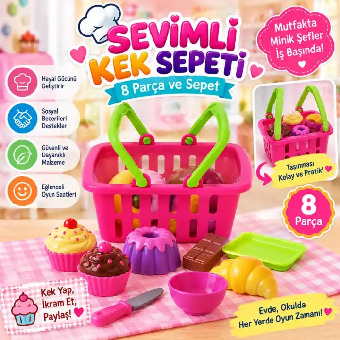 Sevimli Kek Sepeti 1 Adet Şık Tasarım