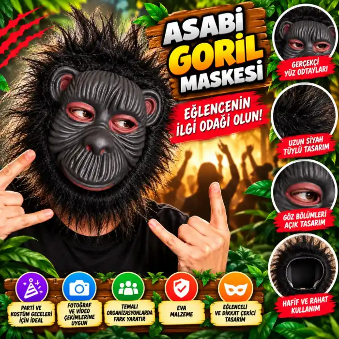 Asabi Goril Temalı Eva Maskesi 1 Adet