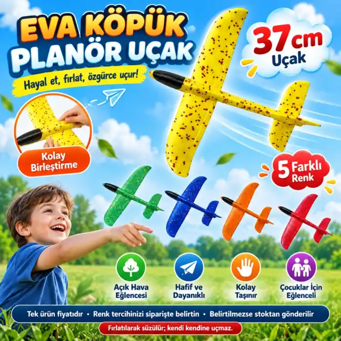 Siyah Başlıklı Eva Uçak 37 cm - Oyun ve Eğlence