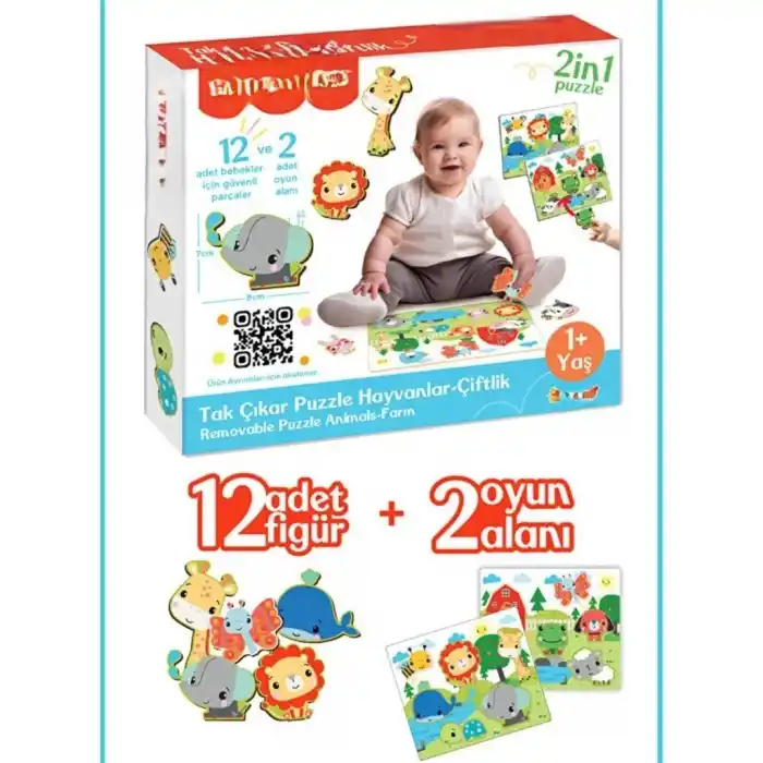 Eğlenceli Hayvan Temalı Tak Çıkar Puzzle Seti