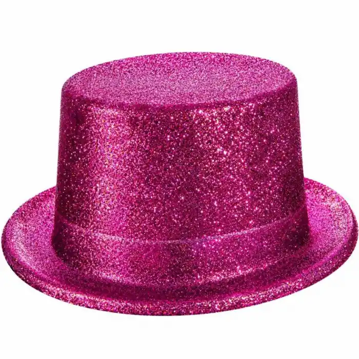 Simli Glitter Silindir Parti Şapkası 1 Adet Fuşya Renk
