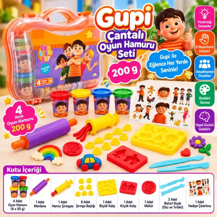Eğlenceli Oyun Hamuru Seti 200 g Çantalı