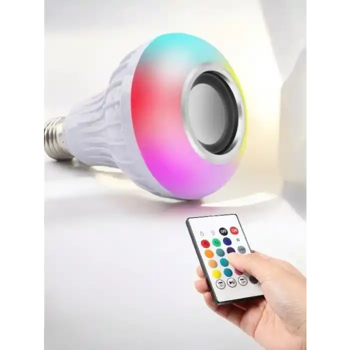 Uzaktan Kumandalı Bluetooth Lamba Hoparlör E27 Uyumlu