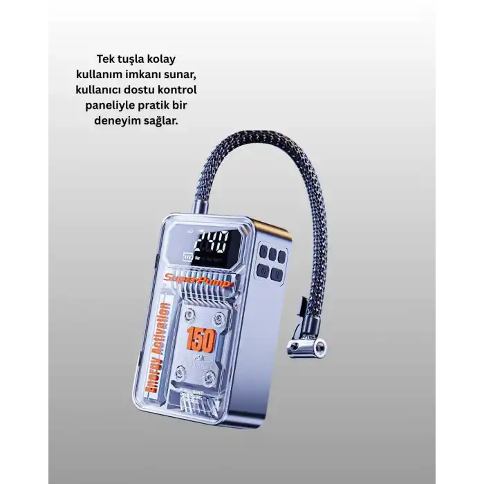 Kompakt Kablosuz Lastik Pompası 150 PSI Otomobil Motosiklet