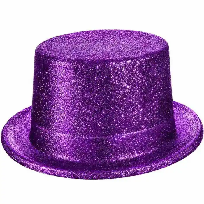 Simli Mor Glitter Silindir Parti Şapkası 1 Adet