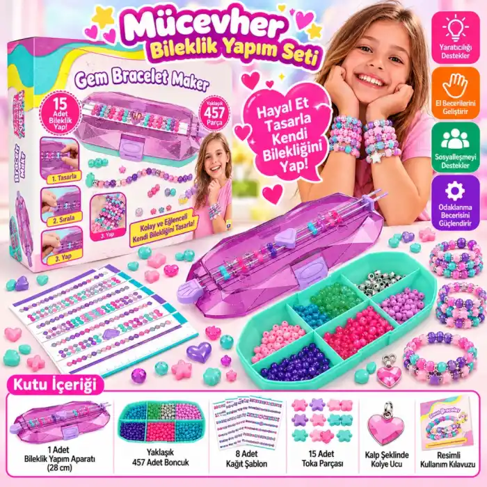 Eğlenceli Mücevher Bileklik Yapım Seti 1 Adet