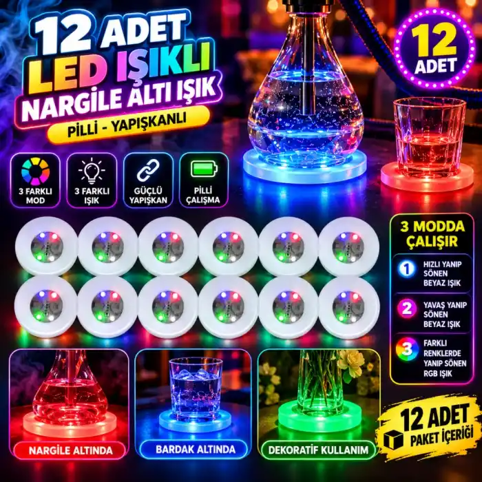 Şık Nargile Altı Işık 12li Set ile Keyifli Anlar