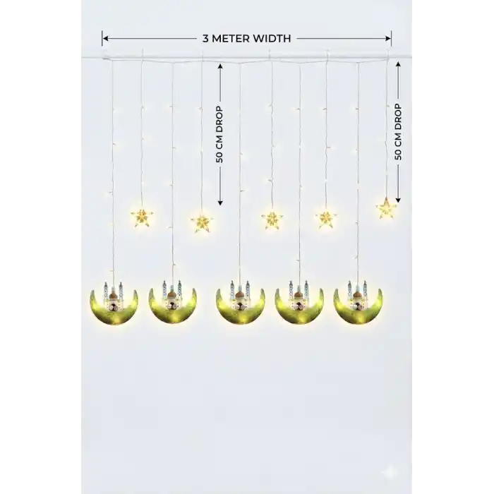 Şık Tasarım 3 Metre Ramazan Temalı LED Perde Işık Seti