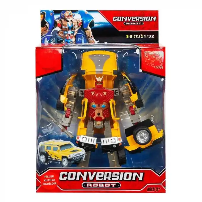 Eğlenceli Robot Transformer Ses Işıklı 10 Adet Set