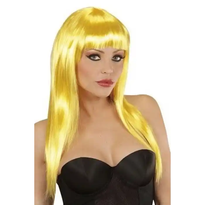 Uzun Düz Sarı Parti Peruğu 60 cm Yetişkinler İçin