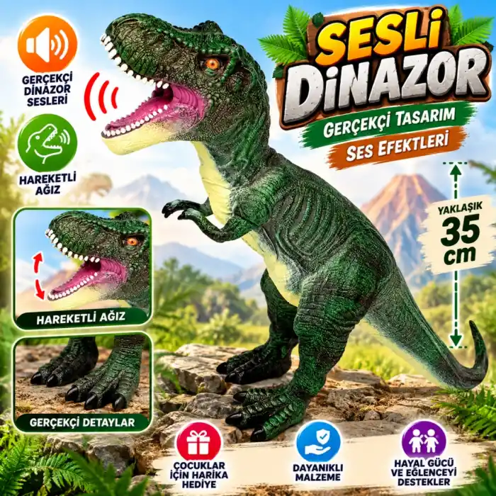Eğlenceli Sesli Dinazor Oyuncağı 1 Adet