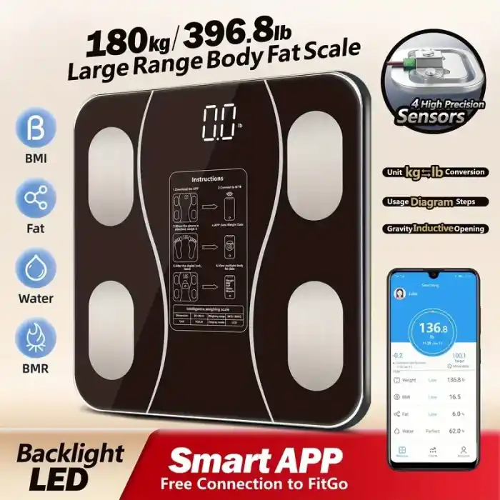 Akıllı Dijital Baskül 181.44KG Bluetooth Uyumlu Banyo