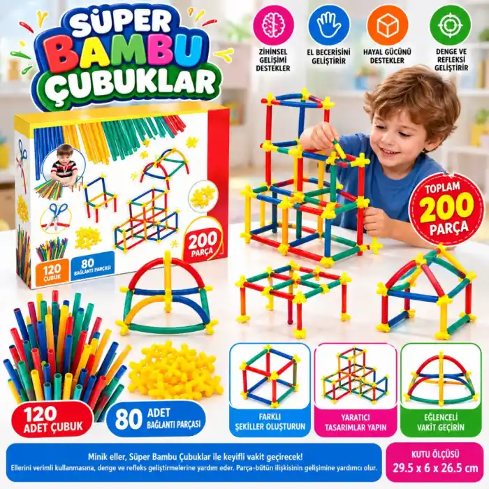 TCX 03461 SÜPER BAMBU ÇUBUKLAR 200 PARÇA