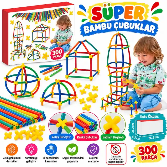 TCX 03462 Süper Bambu Çubuklar - 300 Parça / +3 yaş