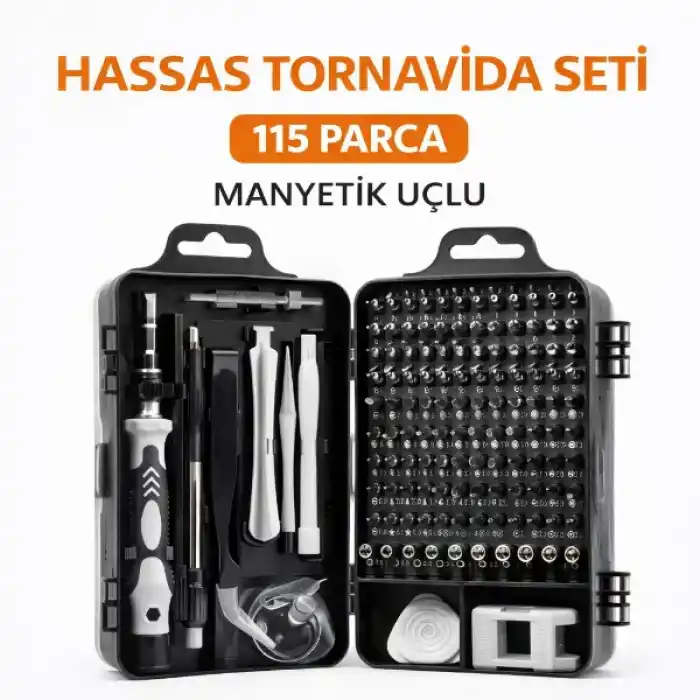 TCX 115 PARÇA MANYETİK UÇLU HASSAS TORNAVİDA SETİ