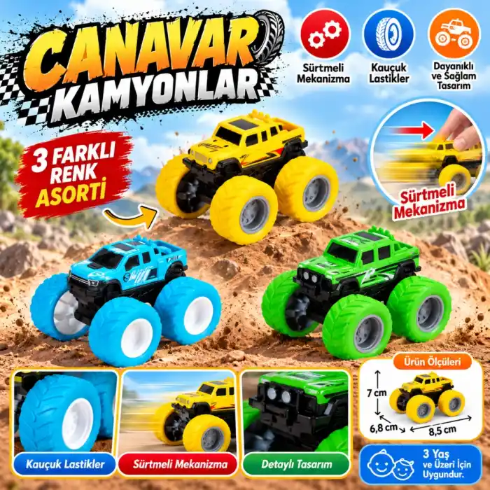 TCX 203761002 Monster Trucks 3-asst