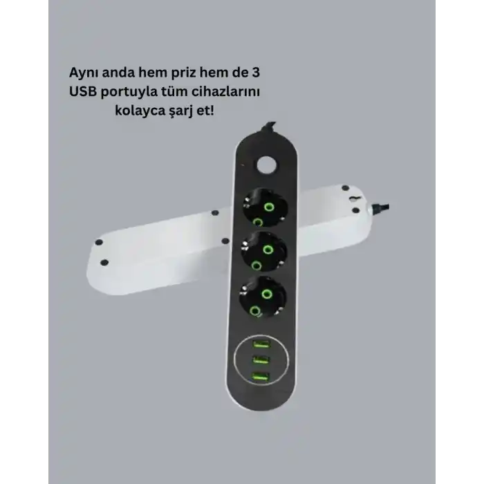 TCX 3 Usb Portlu Üçlü Priz Cxe103