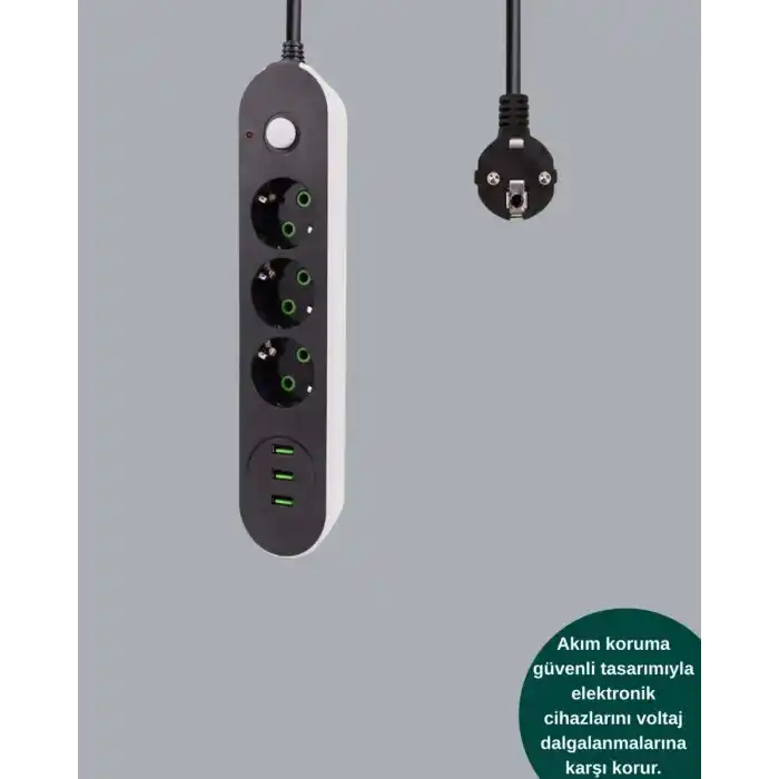 TCX 3 Usb Portlu Üçlü Priz Cxe103